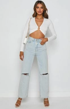 BB Exclusive Camello Long Sleeve Crop White