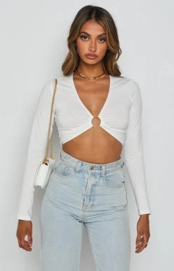 BB Exclusive Camello Long Sleeve Crop White