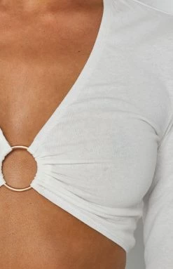 BB Exclusive Camello Long Sleeve Crop White