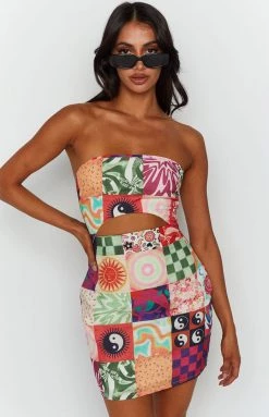 BB Exclusive New Candace Multi Print Strapless Mini Dress
