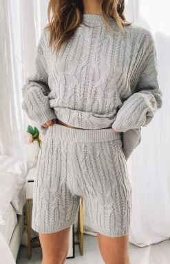 Beginning Boutique Capri Dream Shorts Gray Bottoms