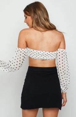 BB Exclusive Carita White Printed Crop Top Tops