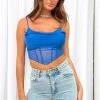 Beginning Boutique Carlina Blue Corset Top Tops