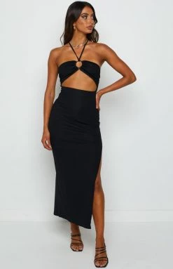 BB Exclusive Carlita Black Halter Maxi Dress Dresses
