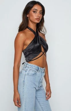 BB Exclusive Carly Black Satin Halter Top 10 BB Exclusive Carly Black Satin Halter Top