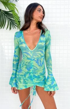 BB Exclusive Dresses Carmody Long Sleeve Mini Dress Green