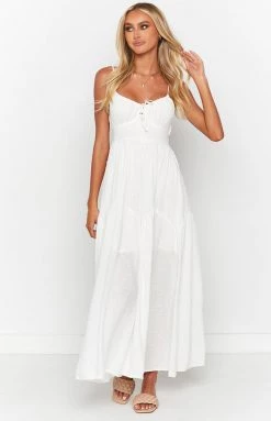 Beginning Boutique Casey White Tiered Midi Dress New