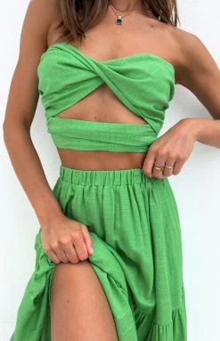 Beginning Boutique Cassian Green Crop Top