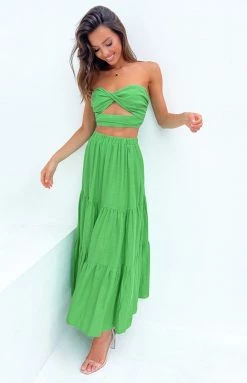 Beginning Boutique Cassian Green Maxi Skirt