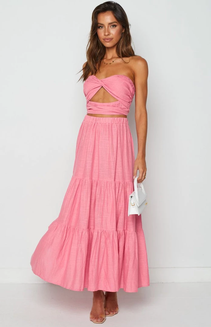 Beginning Boutique Bottoms Cassian Pink Maxi Skirt 3 Beginning Boutique Bottoms Cassian Pink Maxi Skirt