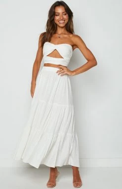 Beginning Boutique Cassian White Maxi Skirt Bottoms