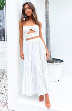 Beginning Boutique Cassian White Maxi Skirt Bottoms