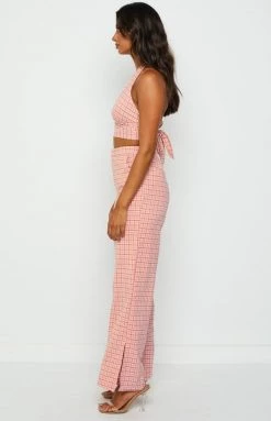 Beginning Boutique Bottoms Cassidy Checked Pants Pink