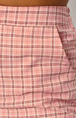 Beginning Boutique Bottoms Cassidy Checked Pants Pink