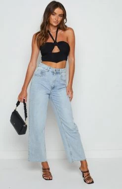 Beginning Boutique Castel Black Halter Top Tops