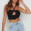 Beginning Boutique Castel Black Halter Top Tops