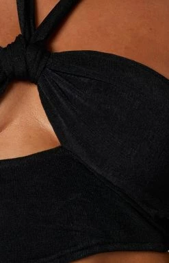 Beginning Boutique Castel Black Halter Top Tops