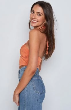 Beginning Boutique Tops Castel Orange Halter Top