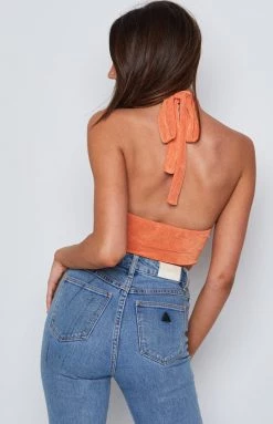 Beginning Boutique Tops Castel Orange Halter Top