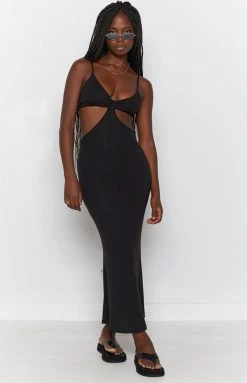 Beginning Boutique Catalina Cut Out Midi Dress Black Dresses