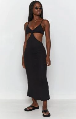 Beginning Boutique Catalina Cut Out Midi Dress Black Dresses