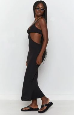 Beginning Boutique Catalina Cut Out Midi Dress Black Dresses