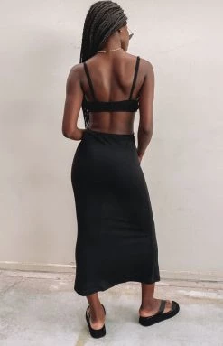 Beginning Boutique Catalina Cut Out Midi Dress Black Dresses