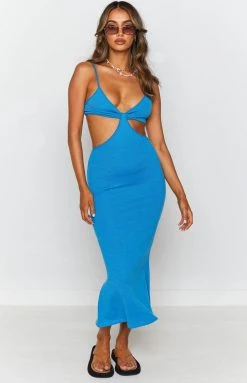 Beginning Boutique Catalina Cut Out Midi Dress Blue