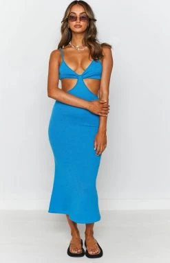Beginning Boutique Catalina Cut Out Midi Dress Blue