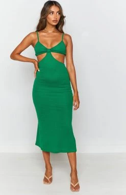 Beginning Boutique Dresses Catalina Cut Out Midi Dress Green