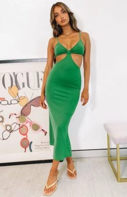 Beginning Boutique Dresses Catalina Cut Out Midi Dress Green