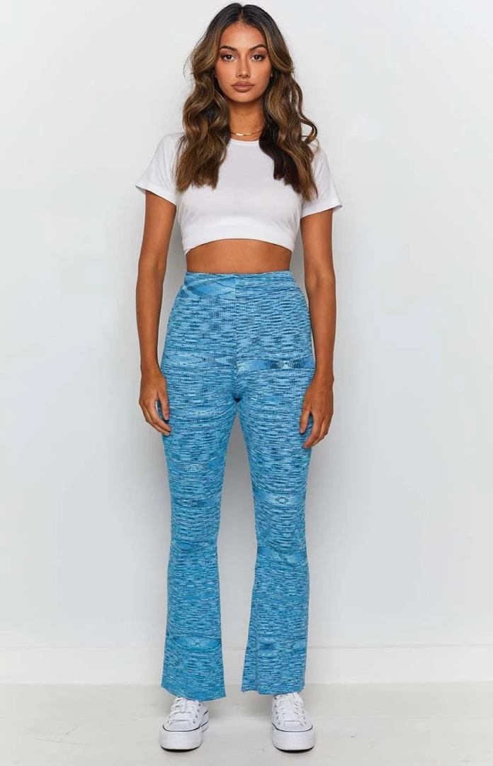 Beginning Boutique Bottoms Ceasar Knitted Flare Pants Blue 4 Beginning Boutique Bottoms Ceasar Knitted Flare Pants Blue