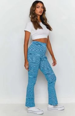 Beginning Boutique Bottoms Ceasar Knitted Flare Pants Blue 14 Beginning Boutique Bottoms Ceasar Knitted Flare Pants Blue