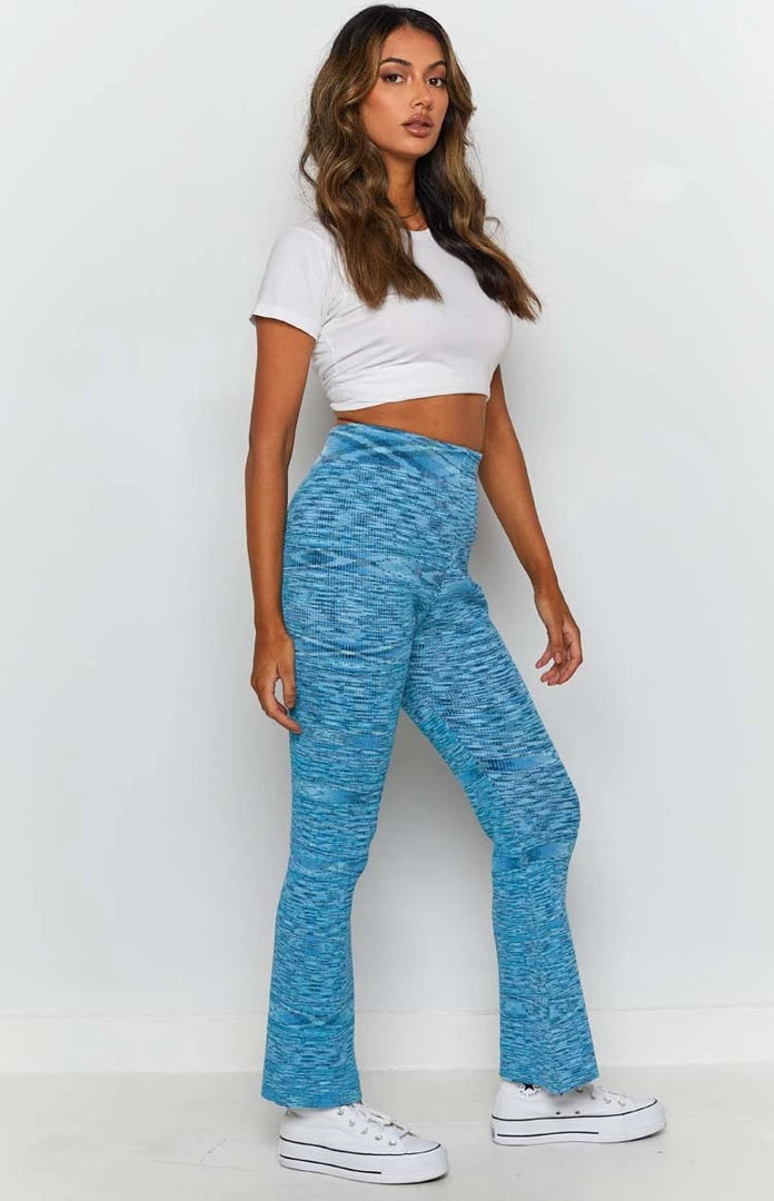 Beginning Boutique Bottoms Ceasar Knitted Flare Pants Blue 6 Beginning Boutique Bottoms Ceasar Knitted Flare Pants Blue