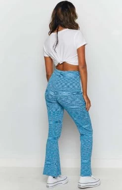 Beginning Boutique Bottoms Ceasar Knitted Flare Pants Blue 15 Beginning Boutique Bottoms Ceasar Knitted Flare Pants Blue