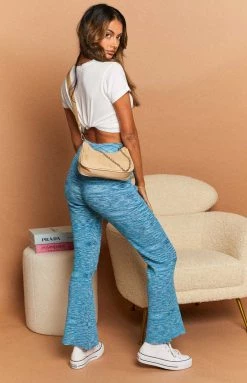 Beginning Boutique Bottoms Ceasar Knitted Flare Pants Blue 17 Beginning Boutique Bottoms Ceasar Knitted Flare Pants Blue