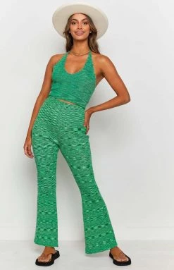 Beginning Boutique Ceasar Knitted Flare Pants Green Bottoms 10 Beginning Boutique Ceasar Knitted Flare Pants Green Bottoms