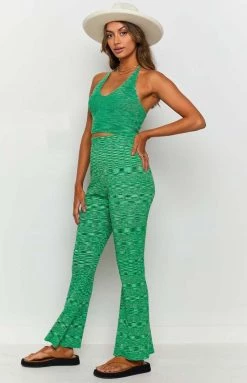 Beginning Boutique Ceasar Knitted Flare Pants Green Bottoms 12 Beginning Boutique Ceasar Knitted Flare Pants Green Bottoms
