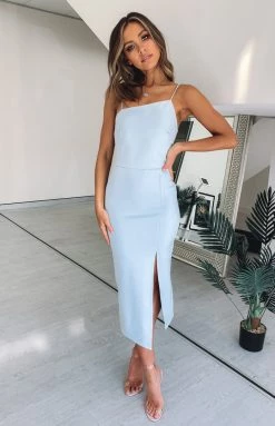 Beginning Boutique Cecilia Bodycon Midi Dress Blue Dresses