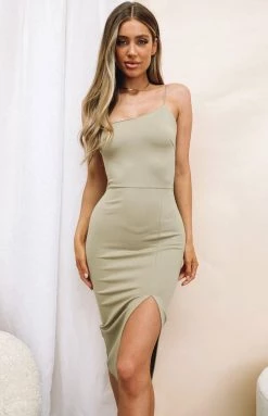 Beginning Boutique Cecilia Bodycon Midi Dress Olive Dresses