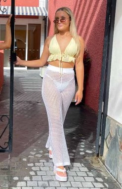 BB Exclusive New Chantria White Crochet Pants