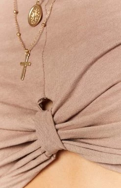 Beginning Boutique Charged Up Long Sleeve Crop Chocolate