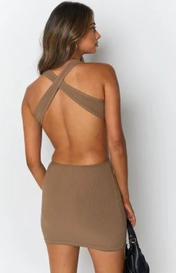 BB Exclusive Charli Side Cut Out Mini Dress Chocolate