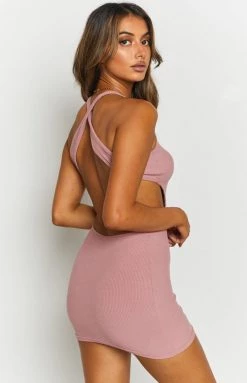 BB Exclusive Charli Side Cut Out Mini Dress Dusty Rose