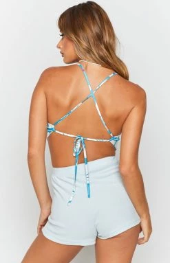 BB Exclusive Tops Charlie Crop Top Blue Floral