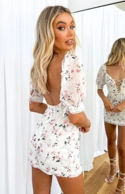 BB Exclusive Dresses Charlotte Lace Up Mini Dress White