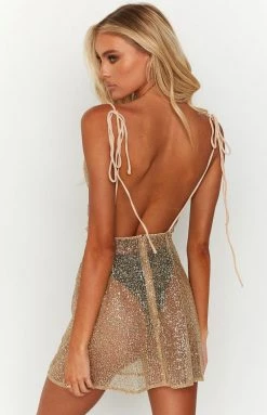 BB Exclusive New Charmaine Gold Glitter Mini Dress