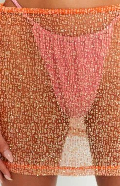 BB Exclusive Charmaine Orange Glitter Mini Skirt New 16 BB Exclusive Charmaine Orange Glitter Mini Skirt New