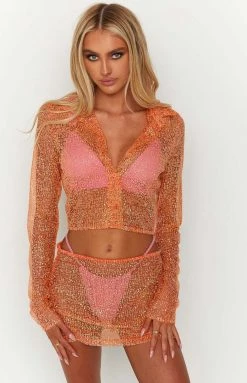 BB Exclusive Charmaine Orange Glitter Shirt New 12 BB Exclusive Charmaine Orange Glitter Shirt New