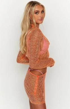 BB Exclusive Charmaine Orange Glitter Shirt New 13 BB Exclusive Charmaine Orange Glitter Shirt New